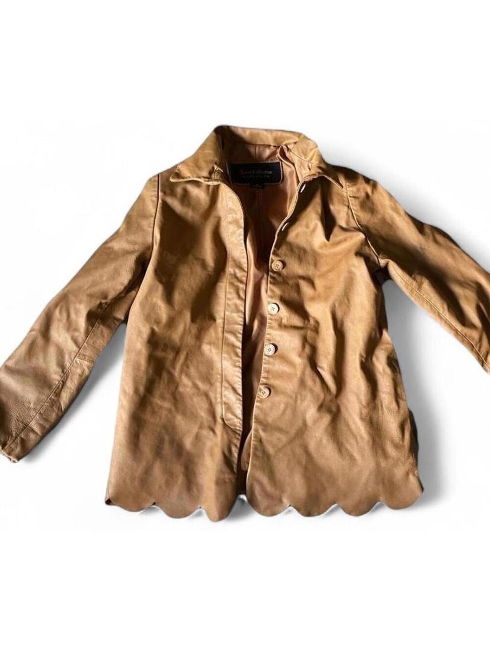 Seoul Collection Leather Jacket Women’s Medium Tan Coquette - Picture 1 of 6